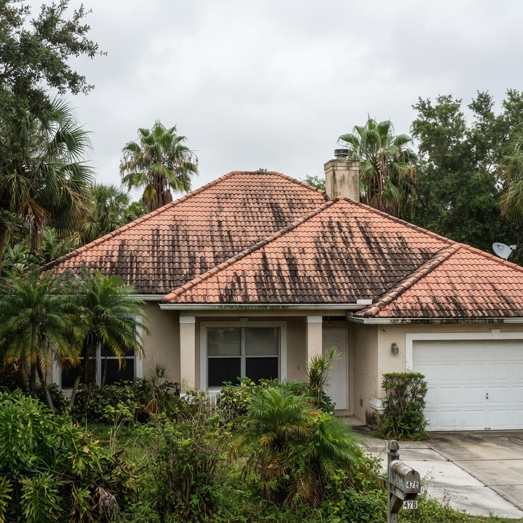 Tile Roof Soft Wash — before cleaning